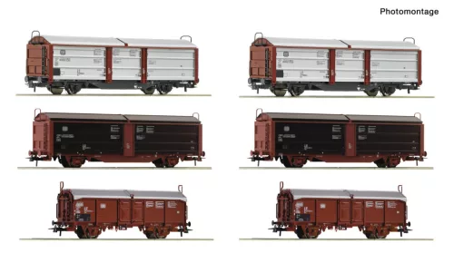 Roco 6600339 Display Rangierbahnhof, eltolható oldalfalú és tetejű teherkocsik, 6-részes, DB (E4) (H0)