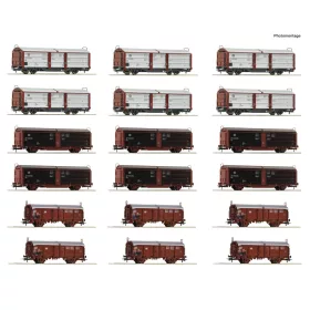   Roco 6600340 Display Rangierbahnhof, eltolható oldalfalú és tetejű teherkocsik, 18-részes, DB (E4) (H0)