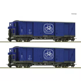   Roco 6640003 Keskeny nyomközű fedett négytengelyes teherkocsi-pár, kerékpárszállítás, ÖBB (E4) (H0e)