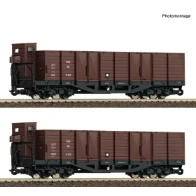   Roco 6640004 Keskeny nyomközű nyitott négytengelyes teherkocsi-pár, OOm/s, ÖBB (E4) (H0e)