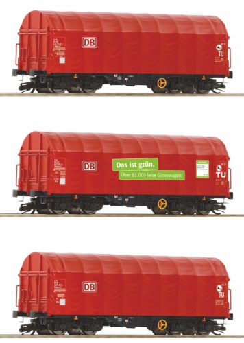 Roco 6680012 Ponyvás négytengelyes teherkocsi-készlet, 3-részes Shimmns, DB-AG, Das ist Grün (E6) (TT)