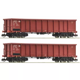   Roco 6680016 Nyitott négytengelyes teherkocsi-pár, Eanos, DB (E4) (TT)