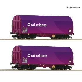  Roco 6680024 Ponyvás négytengelyes teherkocsi-pár, Shimmns, Railrelease (E6) (TT)