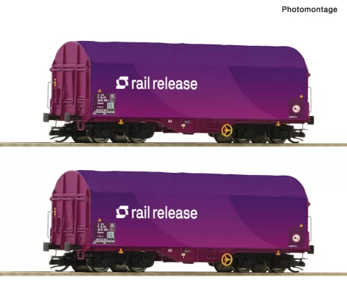 Roco 6680024 Ponyvás négytengelyes teherkocsi-pár, Shimmns, Railrelease (E6) (TT)