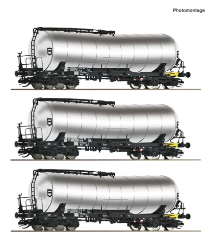 Roco 6680032 Tartálykocsi-készlet fékállással, 3-részes négytengelyes ZZhs, DR (E4) (TT)