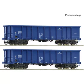   Roco 6680033 Nyitott négytengelyes teherkocsi-pár, Eanos, PKP Cargo (E6) (TT)