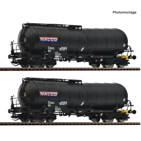  Roco 6680035 Tartálykocsi-pár fékállással, négytengelyes Zaes, NACCO (E5-6) (TT)