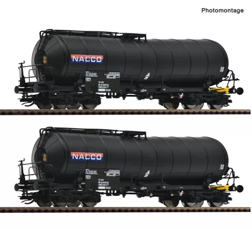 Roco 6680035 Tartálykocsi-pár fékállással, négytengelyes Zaes, NACCO (E5-6) (TT)