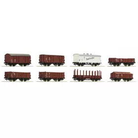   Roco 67127 Teherkocsi-készlet, 8 db különböző típusok, DR (E3) (H0)