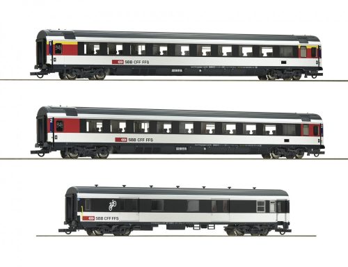 Roco 74082 Személykocsi-készlet, 3-részes négytengelyes Apm, Bpm és MC 76, Gotthard-Panora
