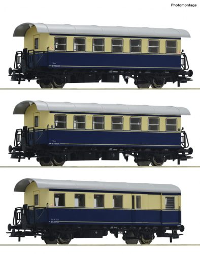 Roco 74192 Személykocsi-készlet, 3-részes Spantenwagen, bézs/kék, ÖBB (E4) (H0)