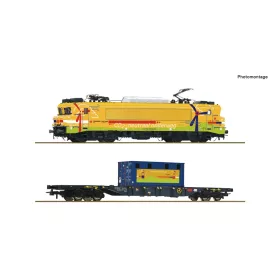   Roco 7500117 Villanymozdony Serie 1756, négytengelyes konténerszállító teherkocsival, STRUKTON RAIL (E6) (H0)