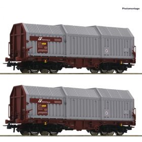 Roco 76047 Teleszkóptetős négytengelyes teherkocsi-pár, Shimmns, FS (E5) (H0)