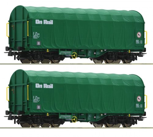 Roco 76049 Ponyvás négytengelyes teherkocsi-pár, Shimmns, On Rail (E6) (H0)