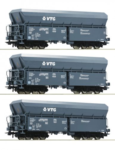 Roco 76092 Önürítős négytengelyes teherkocsi készlet, 3-részes Falns, VTG (E6) (H0)