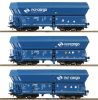 Roco 76133 Önürítős négytengelyes teherkocsi készlet, 3-részes Falns, PKP Cargo (E6) (H0