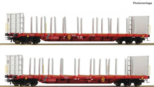 Roco 76142 Rakoncás négytengelyes teherkocsi-pár, Rnoos-uz, Rail Cargo Wagon (E6) (H0)