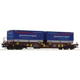 Roco 76226 Konténerszállító négytengelyes teherkocsi, Sdgmns 33, T3, AAE+Paneuropa (E6) (H