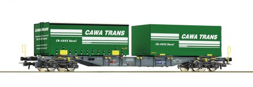 Roco 76949 Konténerszállító négytengelyes teherkocsi, 2 db csereszekrénnyel - Cawa Trans,