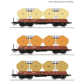   Roco 77004 Poranyagszállító négytengelyes silókocsi-készlet, 3-részes Uacs 451.1, CSD (E4) (H0)