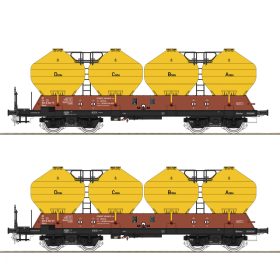   Roco 77005 Poranyagszállító négytengelyes silókocsi-pár, Uacs, CD (E5) (H0)