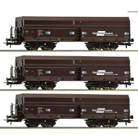   Roco 77019 Önürítős négytengelyes teherkocsi-készlet, 3-részes Falns, ÖBB (E6) (H0)