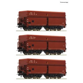   Roco 77023 Önürítős négytengelyes teherkocsi-készlet, 3-részes Sa 7, CSD (E3) (H0)