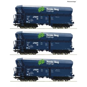   Roco 77044 Önürítős négytengelyes teherkocsi-készlet, 3-részes Falns, Norske Skog / VTG (E6) (H0)