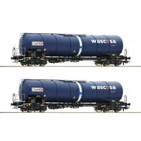   Roco 77046 Tartálykocsi-pár, négytengelyes Zacns, Chemoil/Wascosa (E6) (H0)