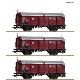   Roco 77050 Eltolható tetejű teherkocsi-készlet, 3-részes Tcs, DB (E4) (H0)