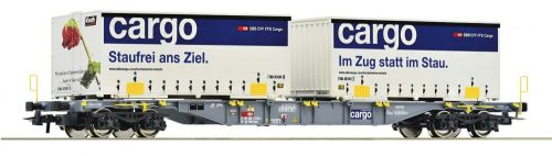 Roco 77341 Konténerszállító négytengelyes teherkocsi, Sgnss, SBB Cargo / SBB (E6) (H0)