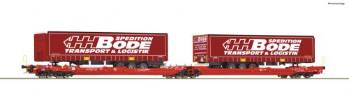 Roco 77401 Konténerszállító iker-zsebeskocsi, Sdggmrs 738 - T3000e, Bode kamion félpótkoc