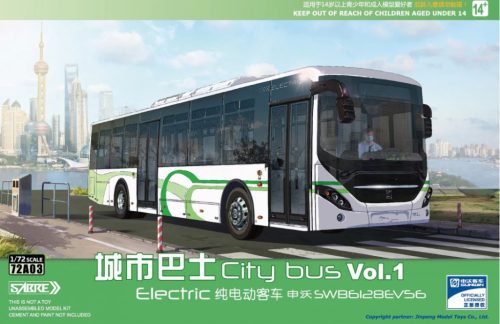 Sabre Model 72A03 Electric Citybus Shenwo SWB6128EV56 1/72 autóbusz makett