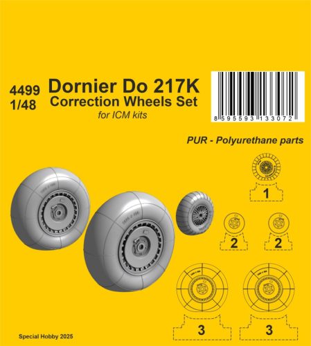 Special Hobby 129-4499 Dornier Do 217 Wheels Correction Set 1/48 / for ICM kits - Feljavító készlet