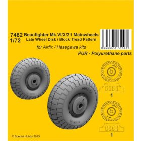   Special Hobby 129-7482 Beaufighter Mk.VI/X/21 Mainwheels - Late Wheel Disk / Block Tread Pattern 1/72 - Feljavító készlet