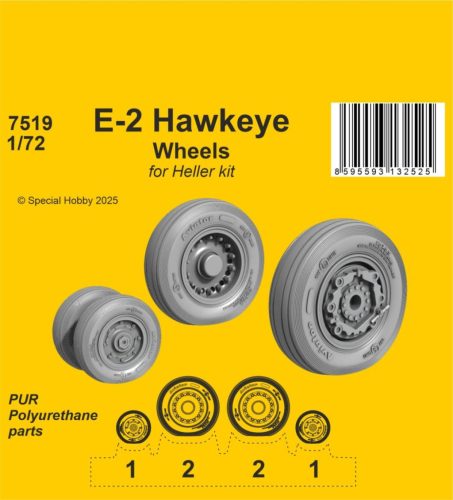Special Hobby 129-7519 E-2 Hawkeye Wheels 1/72 / for Heller kit - Feljavító készlet