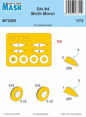 Special Hobby M72065 DH.94 Moth Minor MASK (1/72) maszkoló sablon