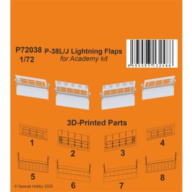   Special Hobby P72038 P-38L/J Lightning Flaps/ for Academy kit (1/72) feljavító készlet