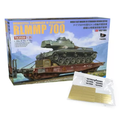 T-Model TK3508-SP Drehgestell Flachwagen Ssy45 RLMMP700 with PE Parts 1/35 vasúti makett