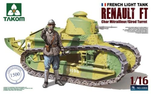 TAKOM 1002 French Light Tank Renault FT Char Mitrailleur/Girod Turret 1/16 harckocsi makett