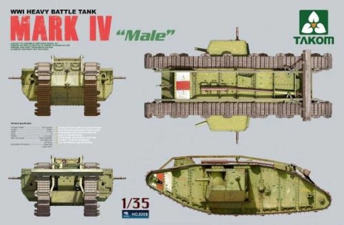 TAKOM 2008 WWI Heavy Battle Tank Mark IV Male 1/35 makett