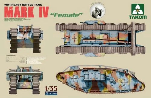 TAKOM 2009 WWI Heavy Battle Tank Mark IV Female 1/35 harckocsi makett