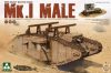 TAKOM 2031 Mk.1 MALE WWI Heavy Battle Tank with Sponson Crane & Trailer 1/35 harckocsi makett