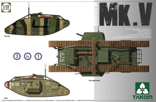 TAKOM 2034 WWI Heavy Battle Tank Mark V 3 in 1 1/35 harckocsi makett