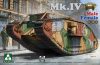 TAKOM 2076 WW I Tank Mk.IV 2 in 1(Különleges kiadás új matricákkal és ragasztást nem igénylő lánctalpakkal) 1/35 harckocsi makett