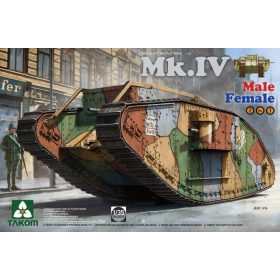   TAKOM 2076 WW I Tank Mk.IV 2 in 1(Különleges kiadás új matricákkal és ragasztást nem igénylő lánctalpakkal) 1/35 harckocsi makett