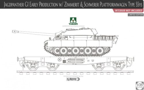 TAKOM 2125X Jagdpanther G1 early w/ Zimmerit & Schwerer Plattformwagen Type SSys (interior not 