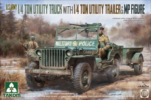 TAKOM 2126 1/35 U.S. Army 1/4 ton utility truck with 1/4 ton utility trailer & MP figure 1/35 m