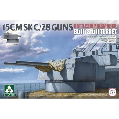TAKOM 2147 15 cm SK C/28 Guns Bismarck Bb II/Stb II Turret 1/35 makett