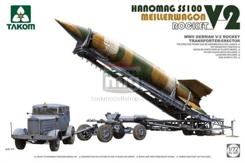 TAKOM 5001 WWII German V-2 Rocket Transporter/Erector Meillerwagen+Hanomag SS100 1/72 makett